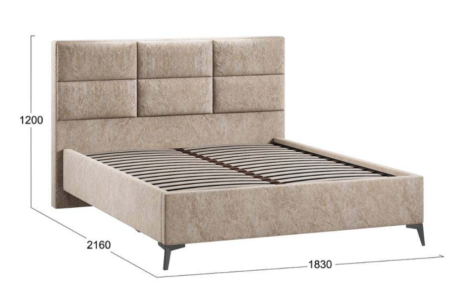Кровать без ПМ «Делана» (без подъемного механизма) Микровелюр Wellmart Dark Beige